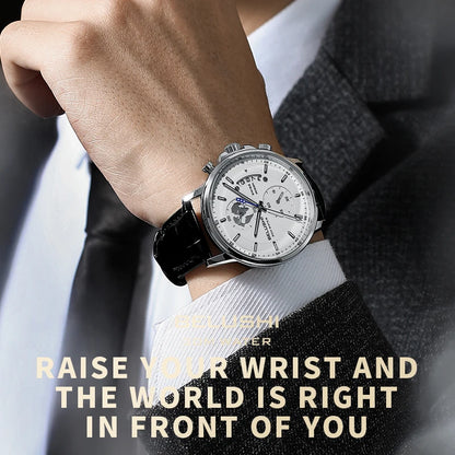 Montre Homme CHENXI B-576 — Chronographe Quartz, Bracelet Cuir, Aiguilles Lumineuses