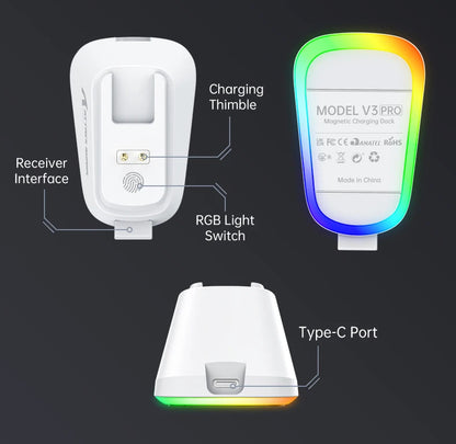 Souris de jeu sans fil Attack Shark V3 PRO, tri-mode 2.4G/BT/filaire, ultra-légère, PAW3311, 26000 DPI