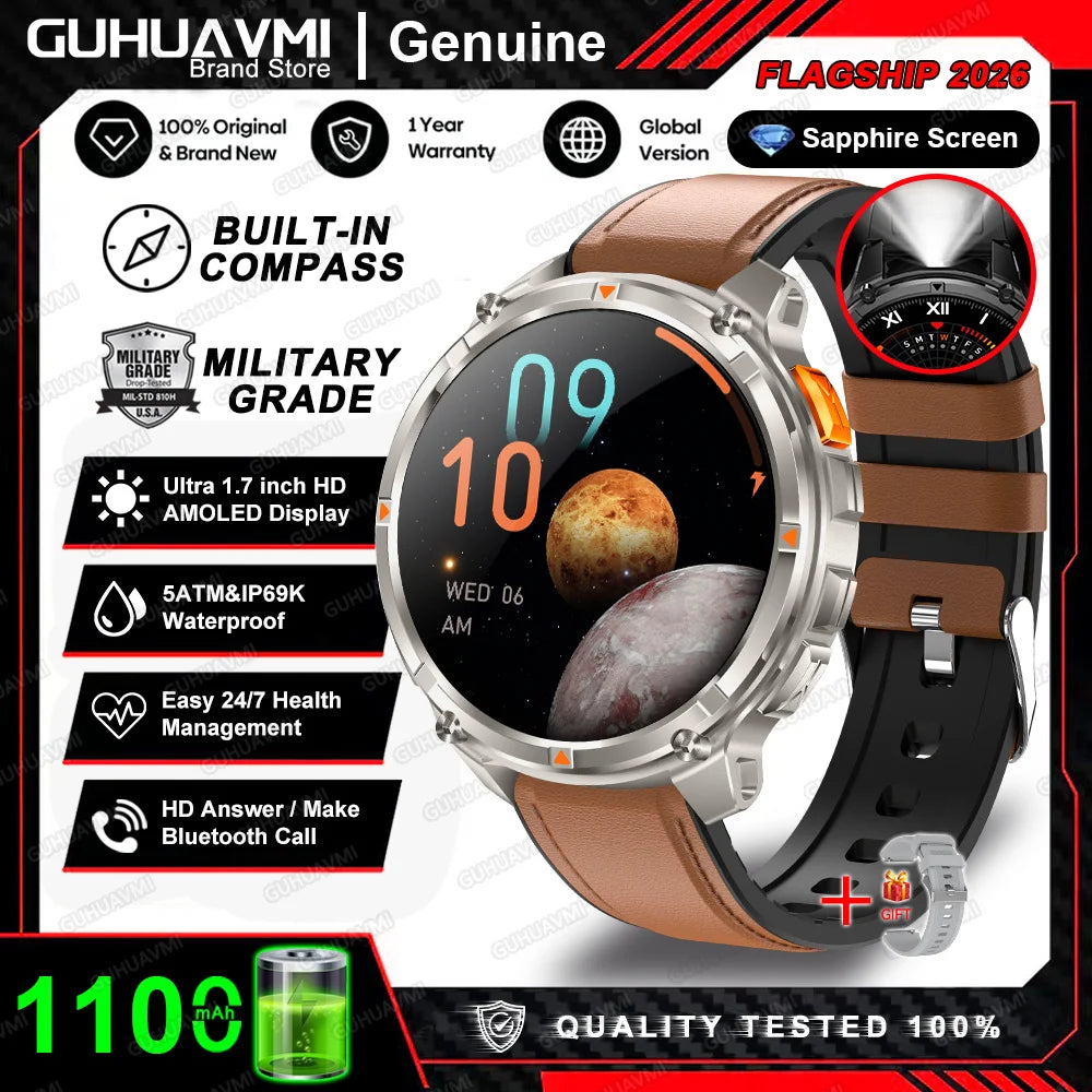 Smartwatch GPS GUHUAVMI T-Rex3 Pro 2026 — AMOLED 1,7", 1100mAh, 10 ATM, 100+ Sports, 15 Variantes