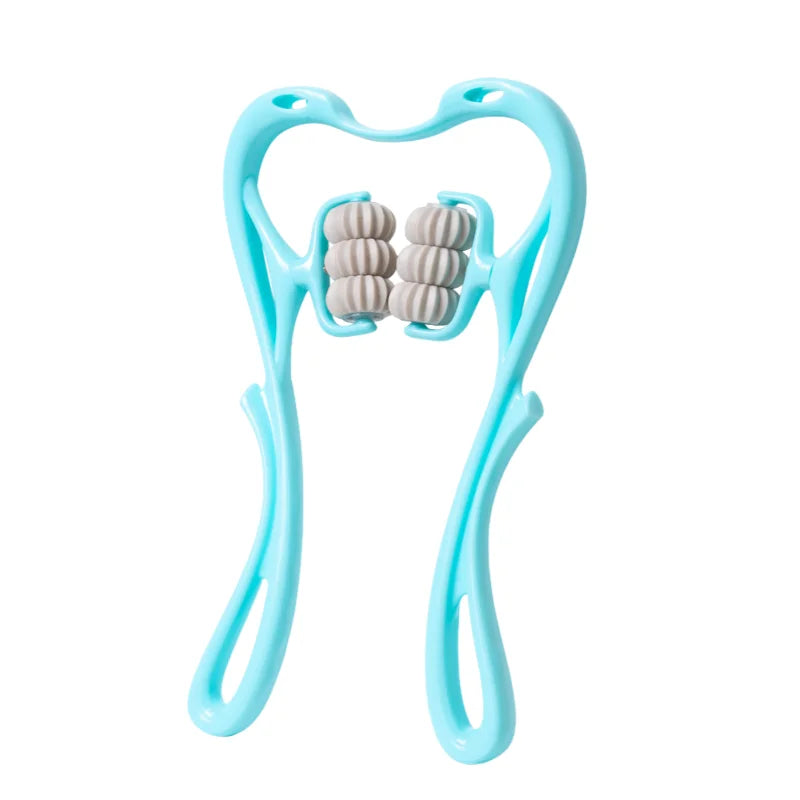 Manual massager for the spine, neck, shoulders, and back, handheld kneading massage device for at-home relaxation