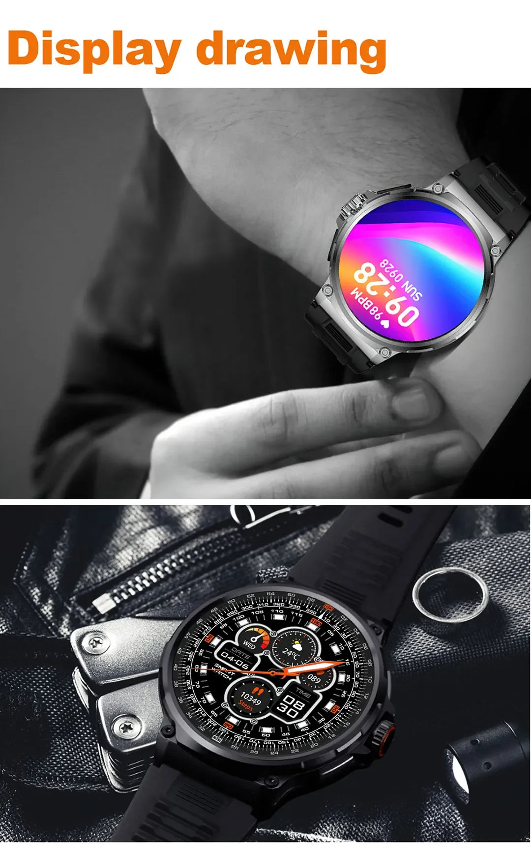 Montre Connectée Homme BOALZETD V69 — AMOLED 1,85", Batterie 710 mAh, GPS, IP67, 100+ Sports, 6 Coloris | TechNova X