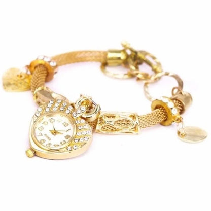 Montre Bracelet Femme Cœur d’Amour THY0312 — Alliage Doré ou Argenté, Style Romantique Fashion