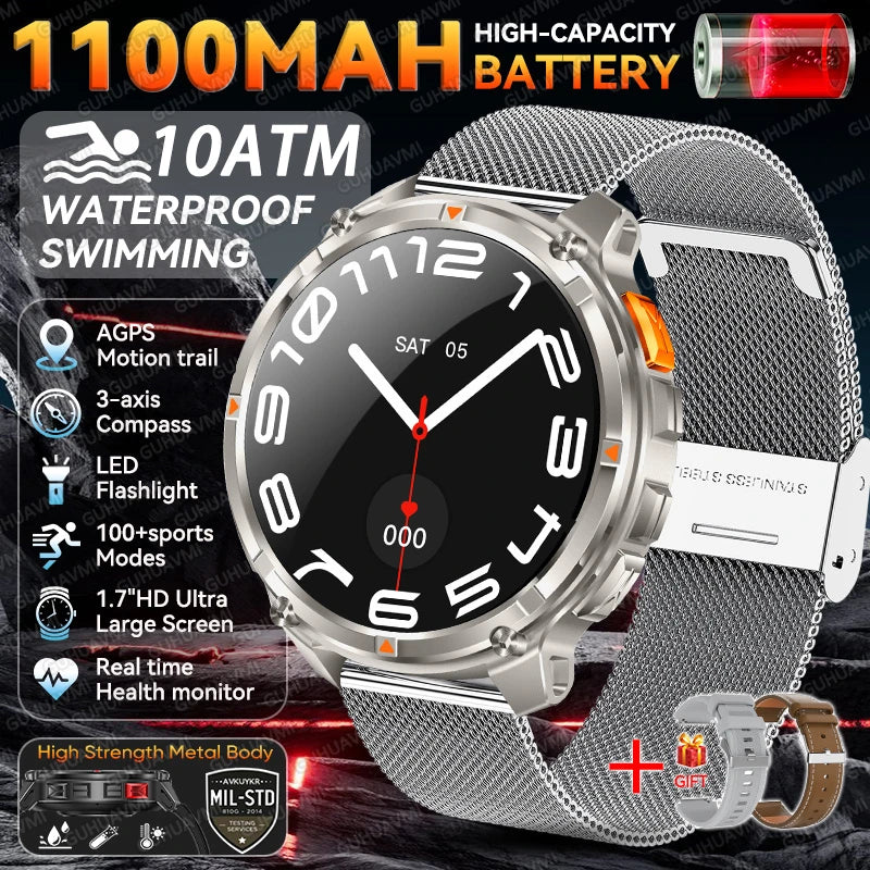 Smartwatch GPS GUHUAVMI T-Rex3 Pro 2026 — AMOLED 1,7", Batterie 1100mAh, 10 ATM, 100+ Modes Sport