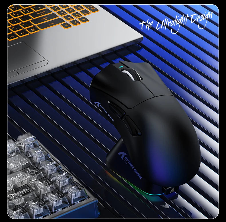 Souris de jeu sans fil Attack Shark V3 PRO, tri-mode 2.4G/BT/filaire, ultra-légère, PAW3311, 26000 DPI
