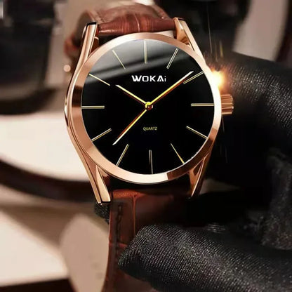 Montre Homme Quartz Business MOONBIFFY — Bracelet Cuir, Cadran Minimaliste, Style Luxe, 4 Coloris