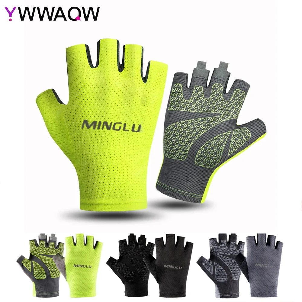 1 paire de gants de cyclisme d'été sans doigts Fitness pêche femmes hommes printemps gymnase respirant antidérapant Yoga élastique gants de vélo