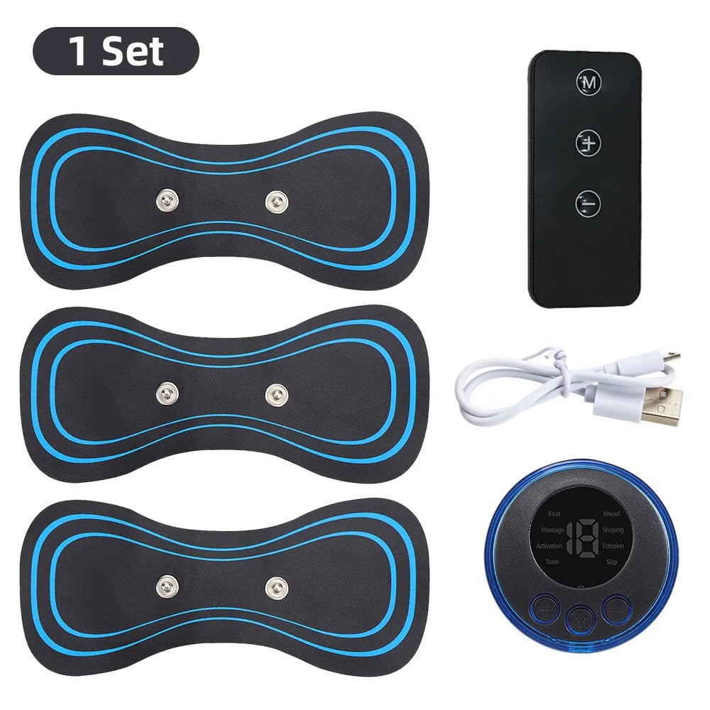 EMS Electric Neck Massager, Muscle Massage Stimulator, Low-Frequency Instrument, Patches for Back, Neck, and Calves, Mini Device for Joint Pain