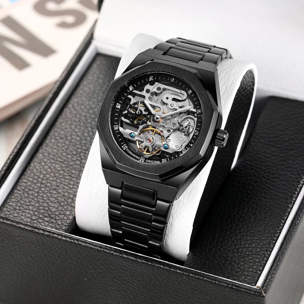 Montre Mécanique Automatique Homme FORSINING FS100 — Squelette Lumineux, Acier Inoxydable, Verre Hardlex, 6 Coloris | TechNova X