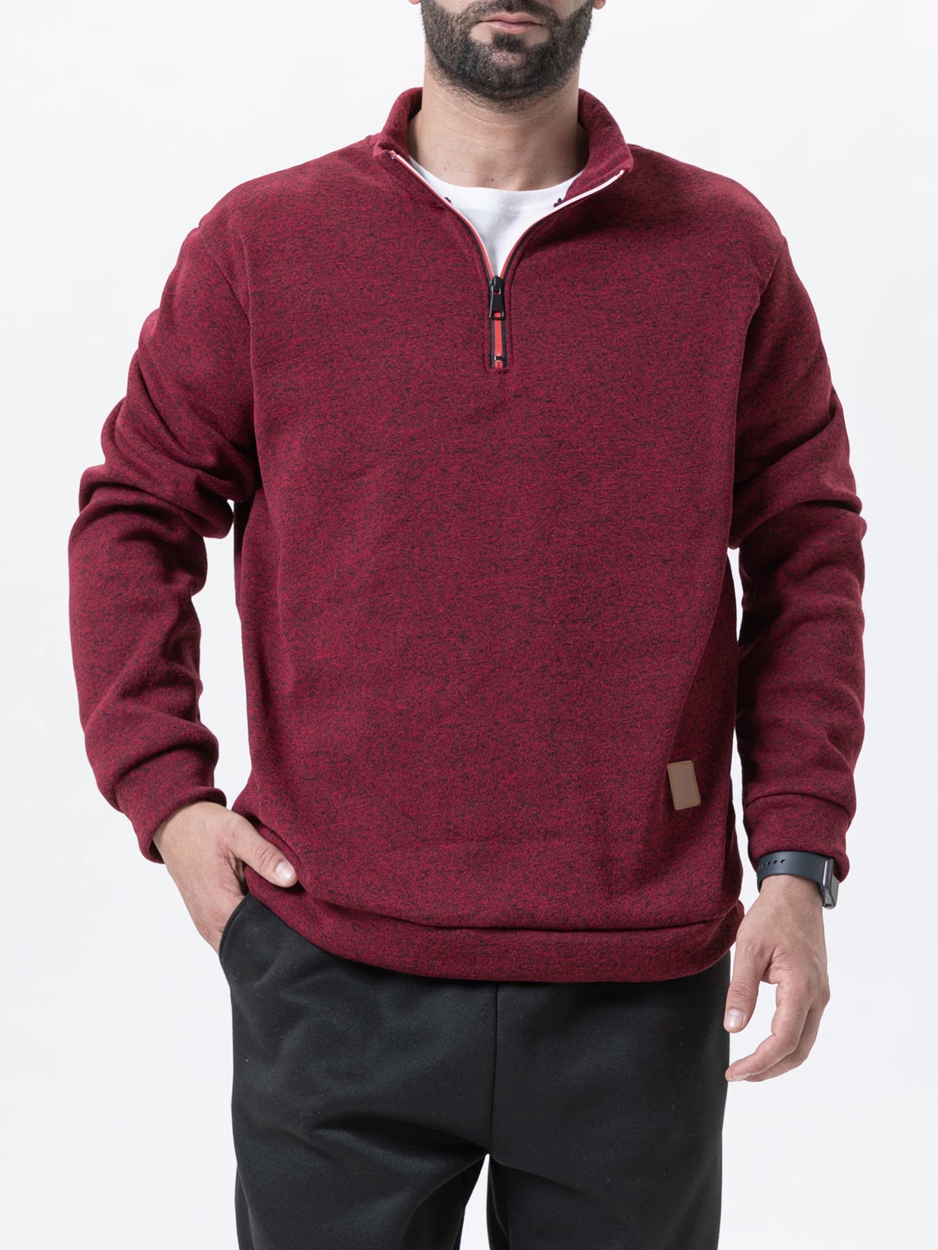 Pull à col roulé avec fermeture éclair pour homme, sweat-shirt d'extérieur, pull à demi-fermeture éclair, vêtements solides, PVD, printemps, automne