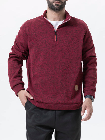 Pull à col roulé avec fermeture éclair pour homme, sweat-shirt d'extérieur, pull à demi-fermeture éclair, vêtements solides, PVD, printemps, automne
