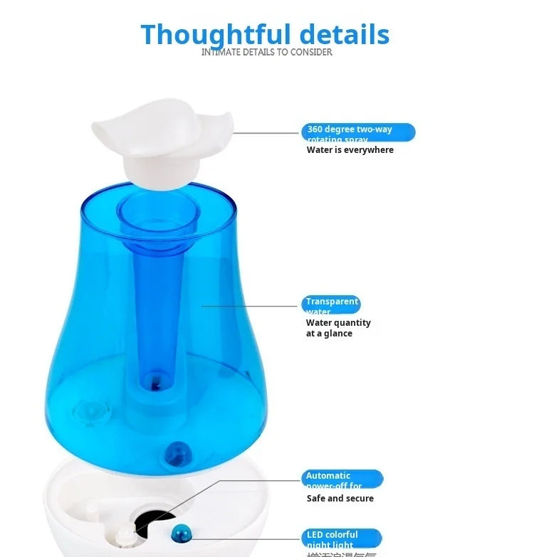 Humidificateur Ultrasonique 4L — Double Pulvérisation, Arrêt Auto & Contrôle Tactile