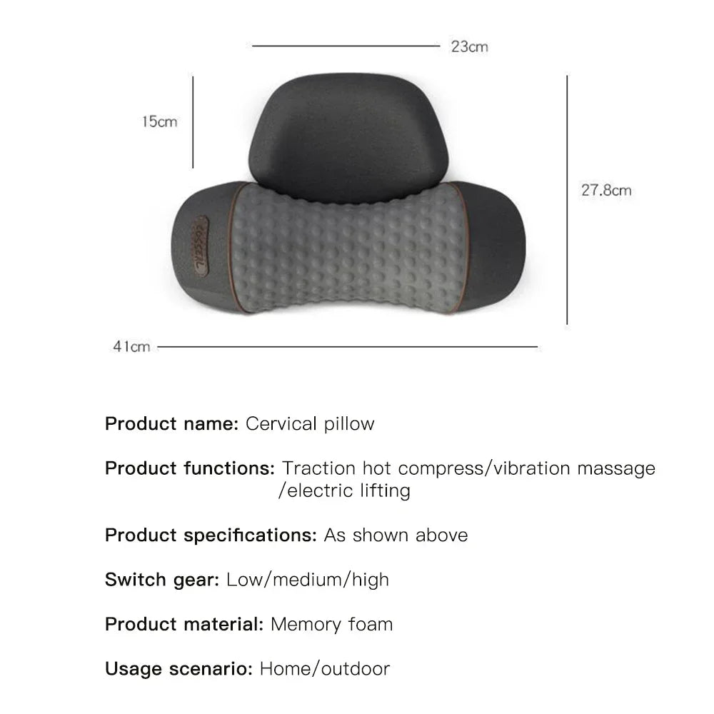 Electric Neck Massager Pillow Cervical Stretcher Heating Vibration Massage Back Orthopedic Traction Sleeping Pillows Support