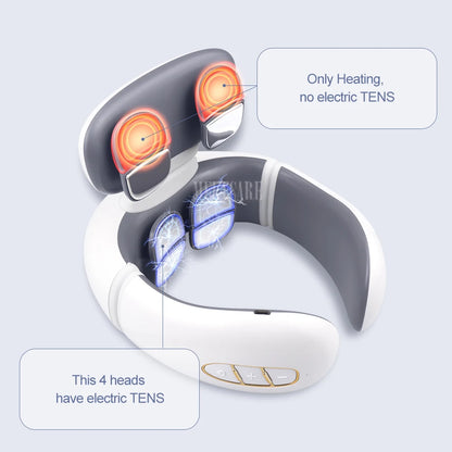 Smart Electric Neck and Back Massager, Rechargeable TENS, Hot Compression Massage, Cervical Vertebra Relaxation, Pain Kneading Therapy