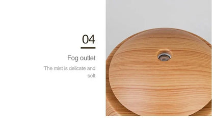 Humidificateur Design Bois USB 130ml — Diffuseur Arôme Ultrasonique, 200ml/h & Arrêt Auto