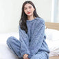 Ensemble Pyjama Flanelle Polaire Femme — Haut Col Rond & Pantalon Chaud