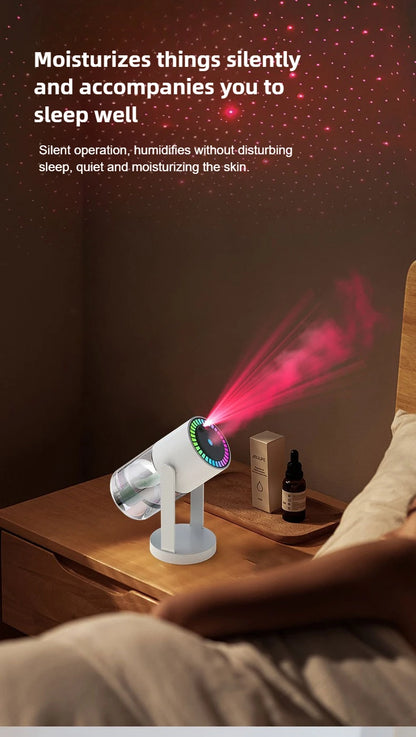Humidificateur Projection Ciel Étoilé 280ml — LED Multimode, 2 Modes de Brume & USB 5V