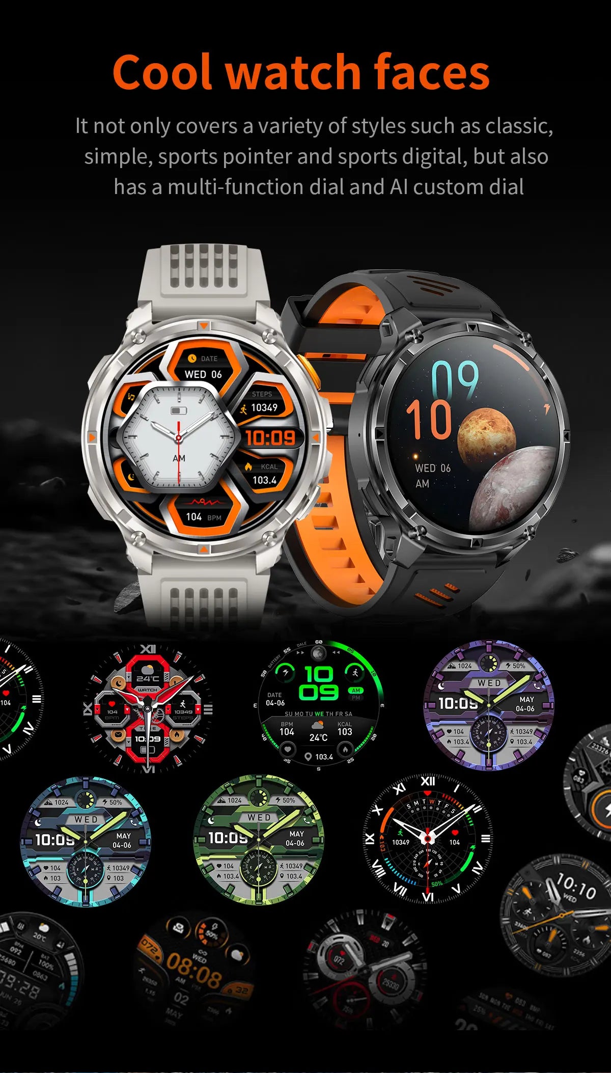 Smartwatch GPS GUHUAVMI T-Rex3 Pro 2026 — AMOLED 1,7", 1100mAh, 10 ATM, 100+ Sports, 15 Variantes