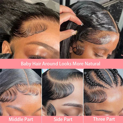Vague profonde 13x4 dentelle frontale Bob perruque 200% densité perruques de cheveux humains brésilien pré plumé cheveux vierges vague d'eau Invisible dentelle perruque