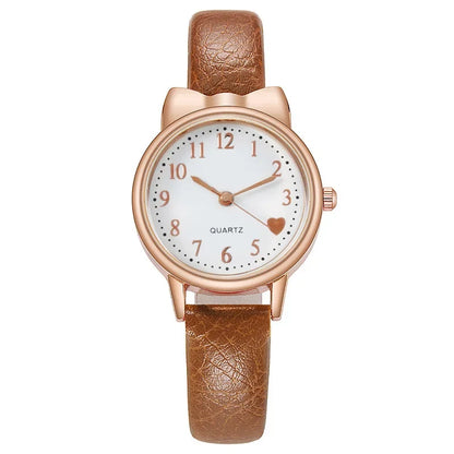 Montre Quartz Enfant Fille — Cadran Cœur, Bracelet Cuir, 5 Coloris + Option Bracelet Assorti | TechNova X