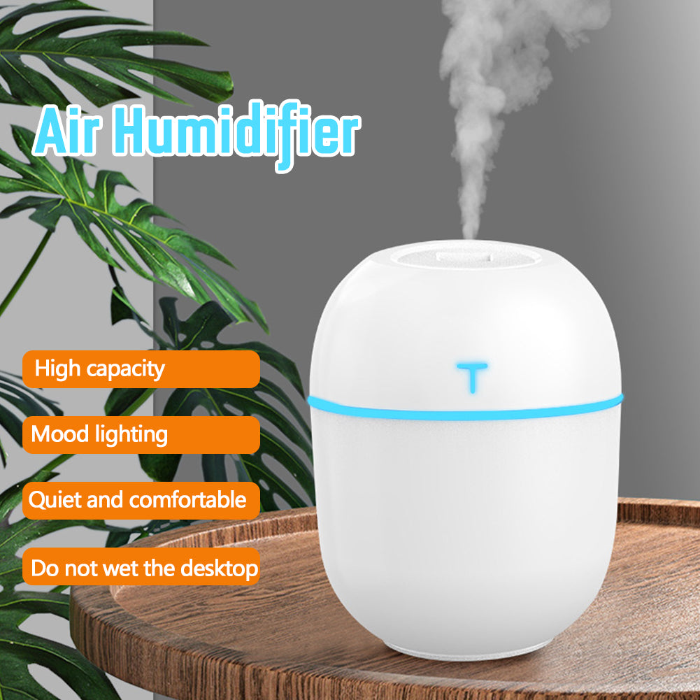 Mini Humidificateur Ultrasonique 220ml — Veilleuse LED, 2 Modes de Brume & Arrêt Auto 3,5h