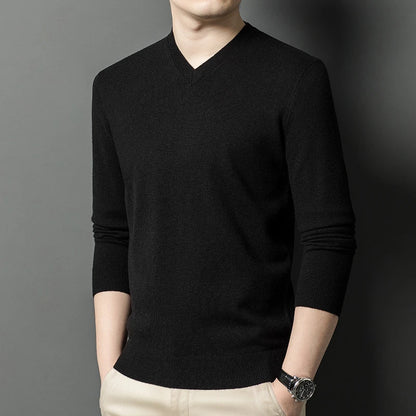 Pull Homme Col en V — Tricoté Surdimensionné | Couleur Unie | Chaud & Confortable | 7 Coloris | M–4XL