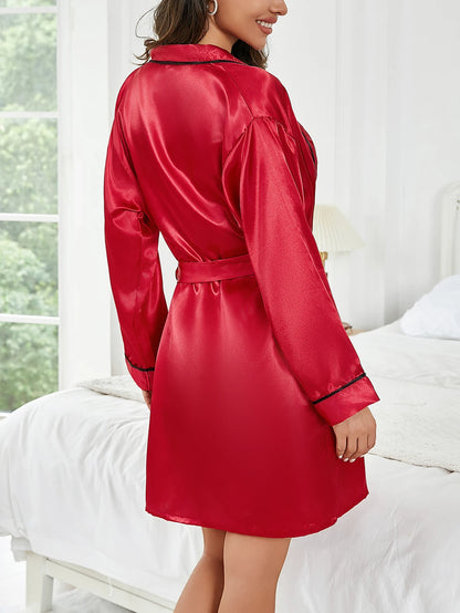 Robe de Nuit Courte Couleur Unie Femme — Peignoir Décontracté Été