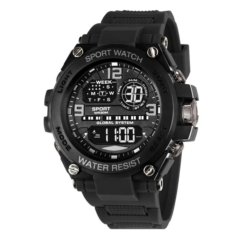 Montre Sport Digitale YIKAZE A69270 — Grand Cadran 56mm, LED, Chronomètre, Alarme, 3 ATM