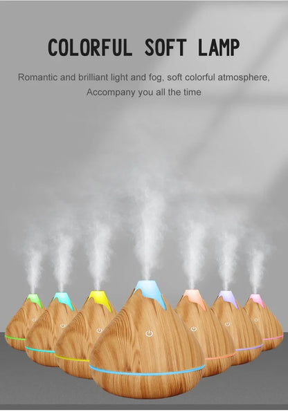 Humidificateur Diffuseur Arômes Design Bois — Ultrasonique, LED 7 Couleurs & USB 5V (200ml/350ml)