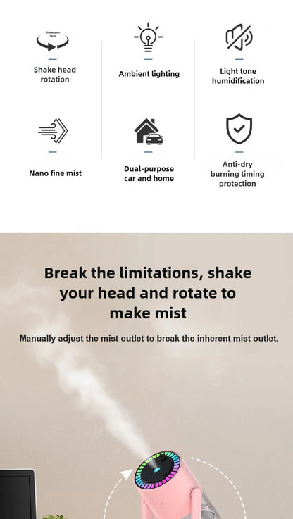 Humidificateur Projection Ciel Étoilé 280ml — LED Multimode, 2 Modes de Brume & USB 5V