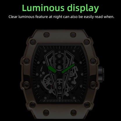 Montre Homme Quartz WLISTH — Cadran Squelette, Bracelet Silicone, 3 ATM, Style Sport Luxe