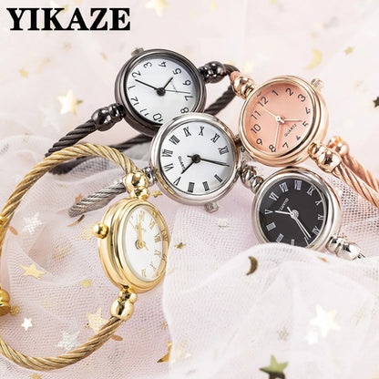 Montre Bracelet Jonc Femme Quartz YIKAZE — Acier Inoxydable, Style Rétro Luxe, 14 Coloris