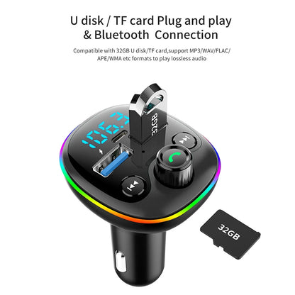 PD 18W transmetteur FM sans fil Bluetooth 5.0 Kit mains libres pour voiture double USB chargeur rapide modulateur Radio lecteur MP3 Support carte TF