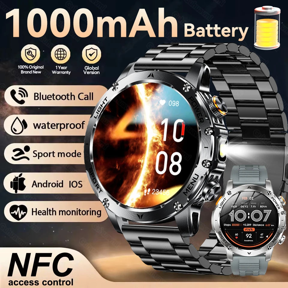 Montre Connectée Sport Militaire AK87 — AMOLED 1,7", GPS, NFC, Étanche IP68, Batterie 1000 mAh, 100 Jours | TechNova X