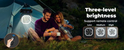 Ventilateur Camping 20 000mAh — LED 3 Niveaux, 4 Vitesses, Télécommande & Powerbank Intégré