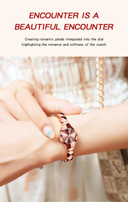 Montre Femme Quartz BINBOND N220 — Bracelet Acier Inoxydable, Style Luxe, 3 ATM, 4 Coloris