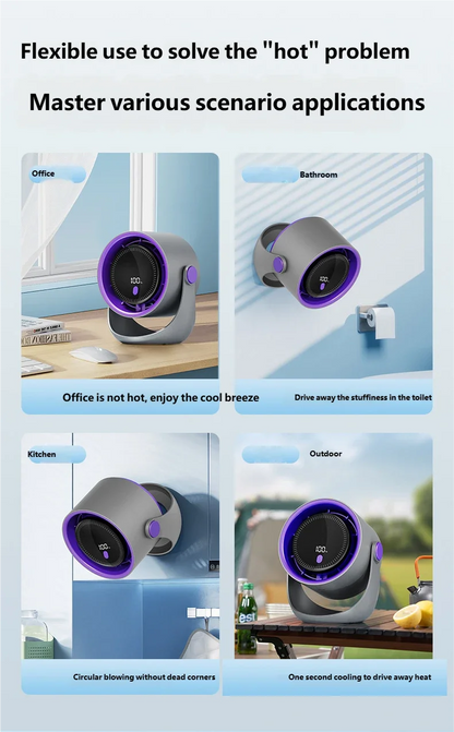 Ventilateur Mural Sans Perçage USB — Silencieux, Rechargeable & Circulation d'Air 360°