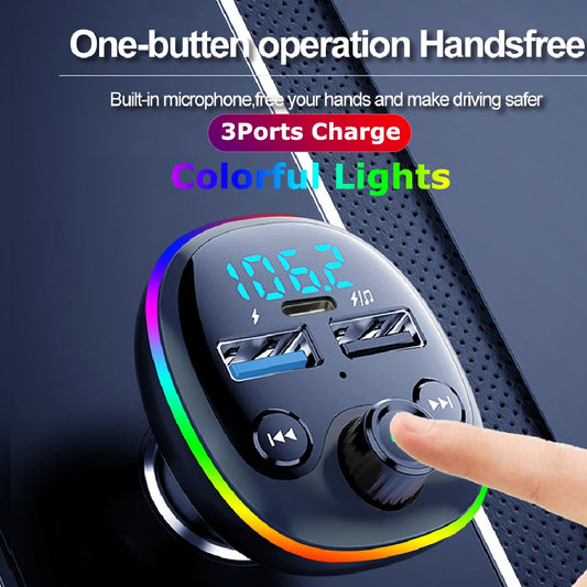 PD 18W transmetteur FM sans fil Bluetooth 5.0 Kit mains libres pour voiture double USB chargeur rapide modulateur Radio lecteur MP3 Support carte TF