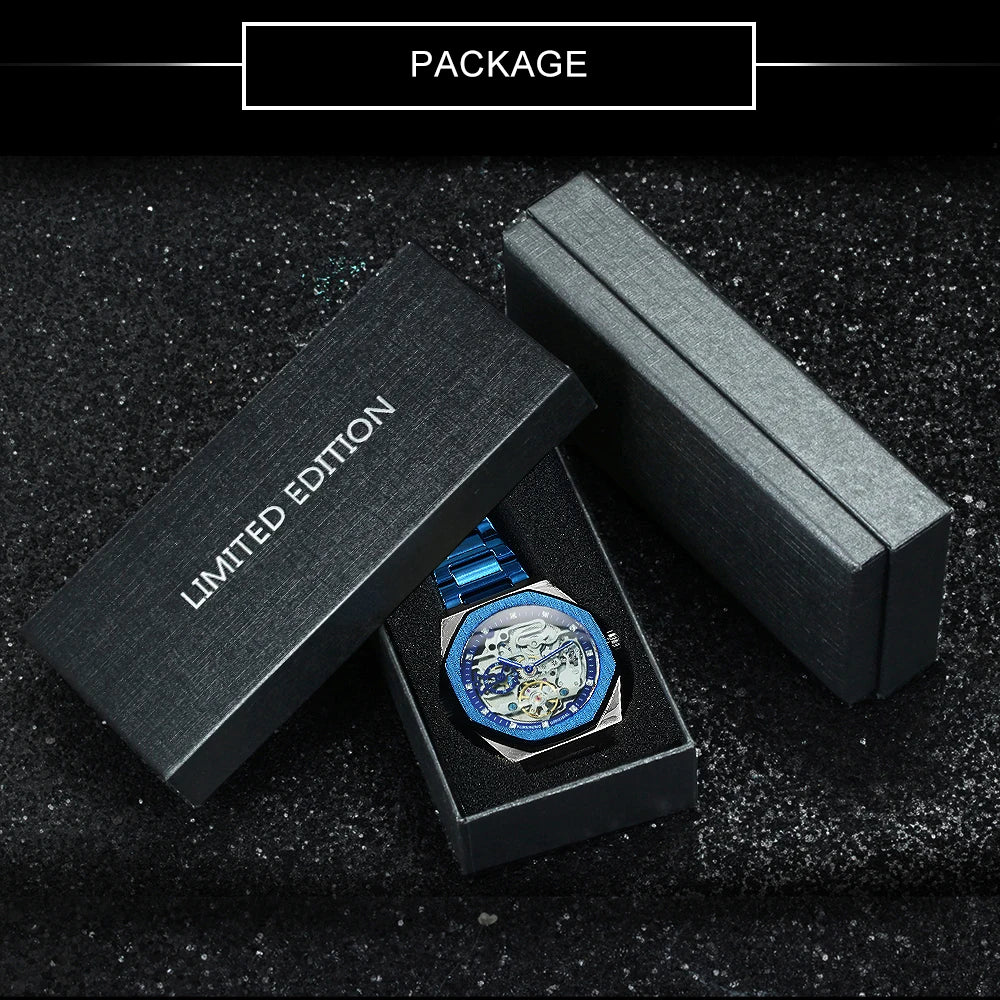 Montre Mécanique Automatique Homme FORSINING FS100 — Squelette Lumineux, Acier Inoxydable, Verre Hardlex, 6 Coloris | TechNova X