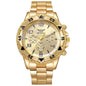 Montre Homme Quartz Grand Cadran — Bracelet Alliage Doré, Chiffres Arabes, Style Rock Luxe