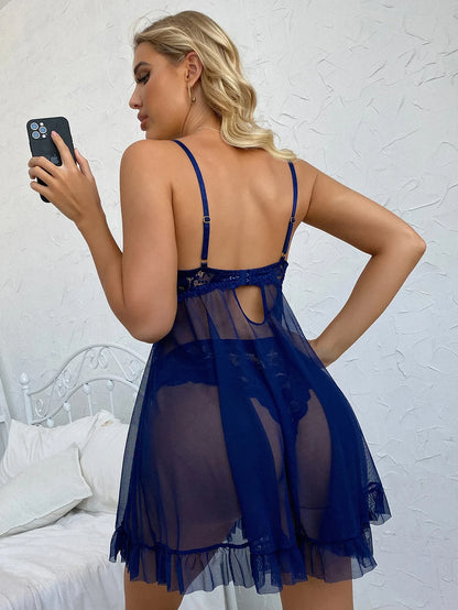 Ensemble Lingerie Dentelle Transparente — Nuisette & Culotte Sexy