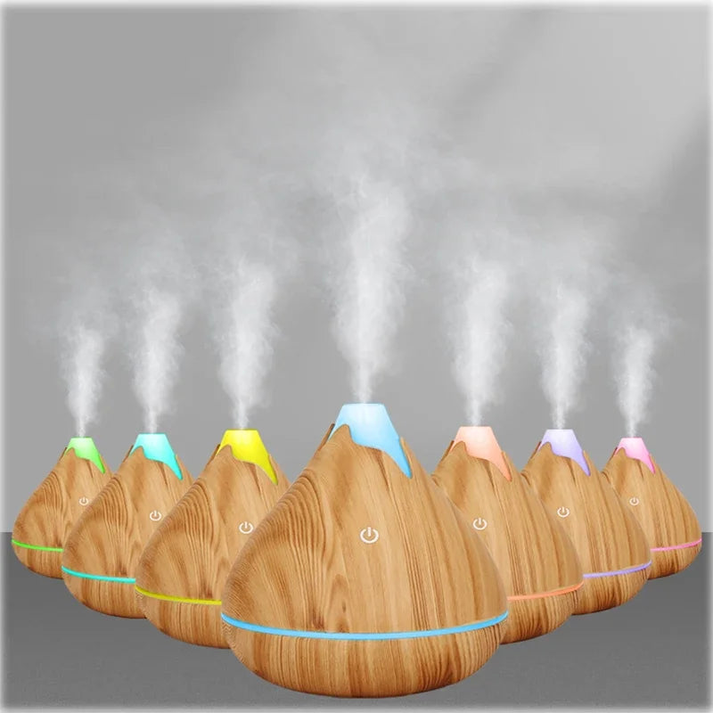 Humidificateur Diffuseur Arômes Design Bois — Ultrasonique, LED 7 Couleurs & USB 5V (200ml/350ml)