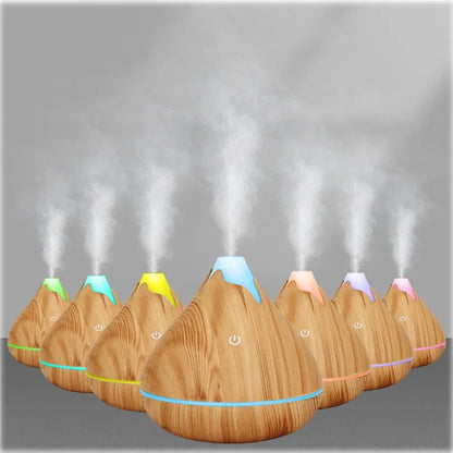 Humidificateur Diffuseur Arômes Design Bois — Ultrasonique, LED 7 Couleurs & USB 5V (200ml/350ml)