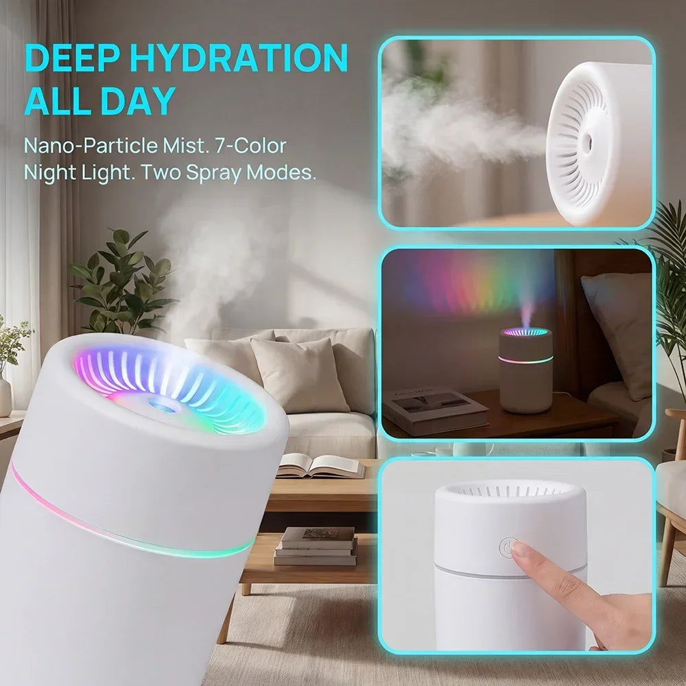 Humidificateur Brume Arc-en-ciel CL-01 — LED 7 Couleurs, 2 Modes (3H/6H) & Nano-Brume Silencieuse