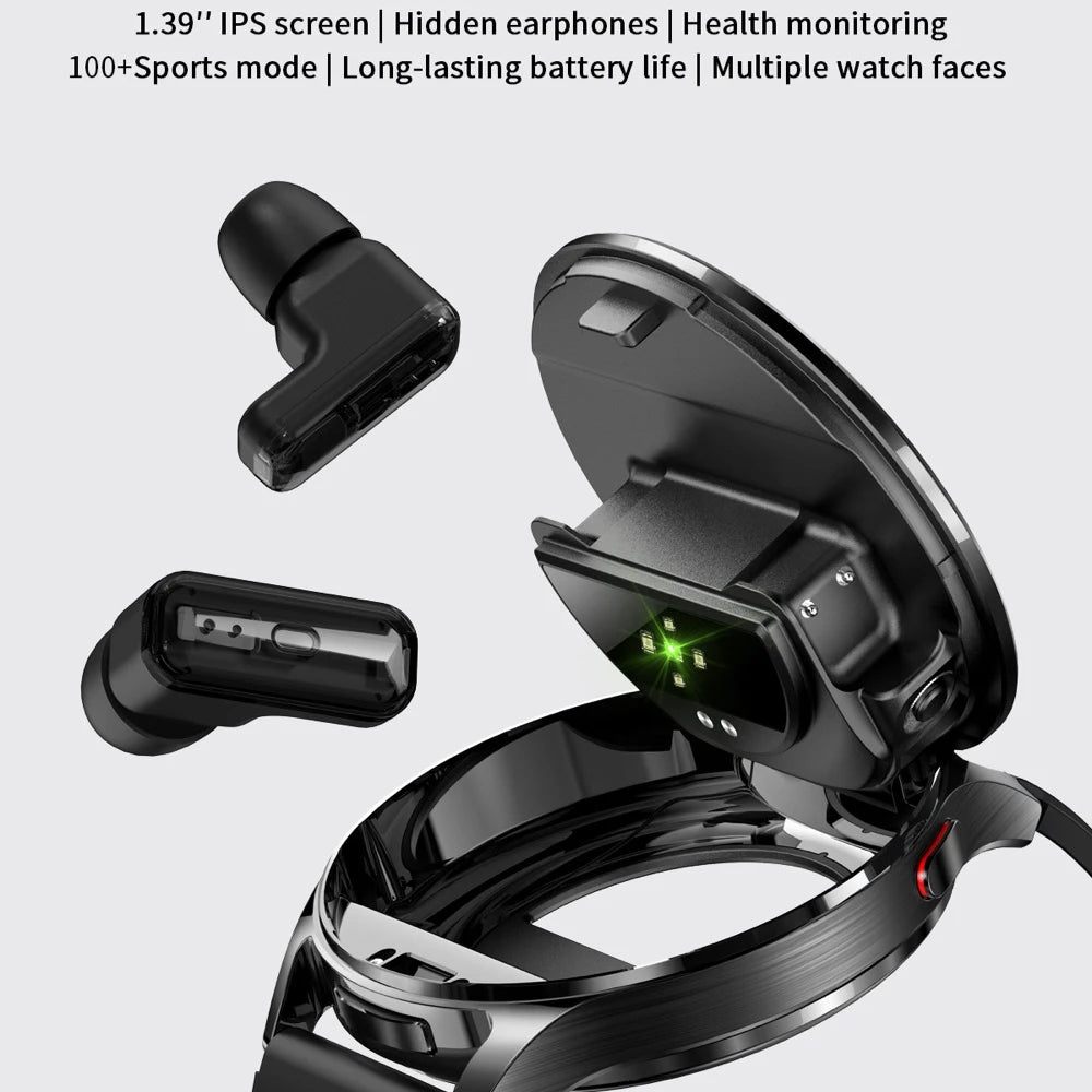 Montre Connectée 2-en-1 avec Écouteurs TWS Intégrés — Écran 1,39", IP67, BT 5.0, Suivi Santé Complet, 3 Coloris | TechNova X