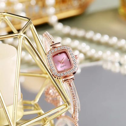 Montre Femme Quartz Cristal MOONBIFFY — Bracelet Cuir, Cadran Orné de Cristaux, 5 Coloris