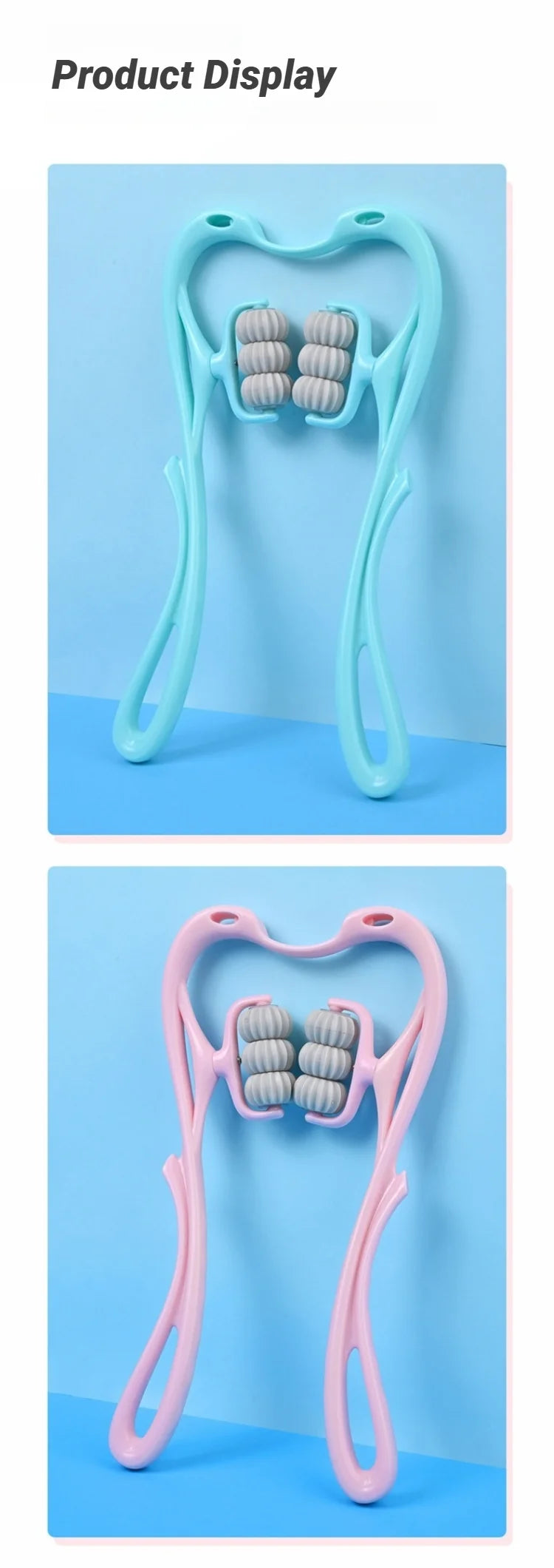 Manual massager for the spine, neck, shoulders, and back, handheld kneading massage device for at-home relaxation