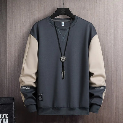 Sweat-shirt Col Rond Homme — Coupe Ample | Motif Patchwork | Sans Capuche | 4 Saisons | 3 Coloris | Asian M à 5XL