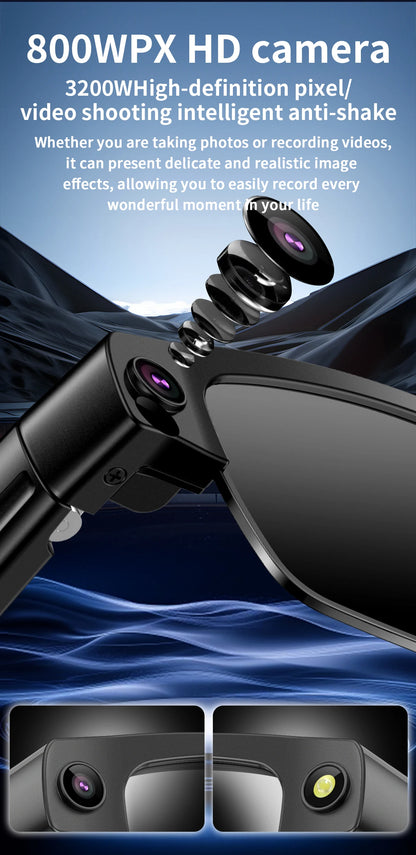LIGE 800W HD Camera Smart Glasses 1200P HD Video Recording Chat Translation Voice Control Calling Sunglasses Color-Changing Lenses