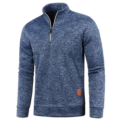 Pull à col roulé avec fermeture éclair pour homme, sweat-shirt d'extérieur, pull à demi-fermeture éclair, vêtements solides, PVD, printemps, automne