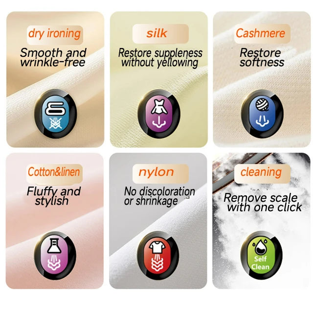 Fer à Vapeur Portable 2-en-1 IA — Défroisseur Intelligent Tactile, 6 Modes & Chauffe en 20s